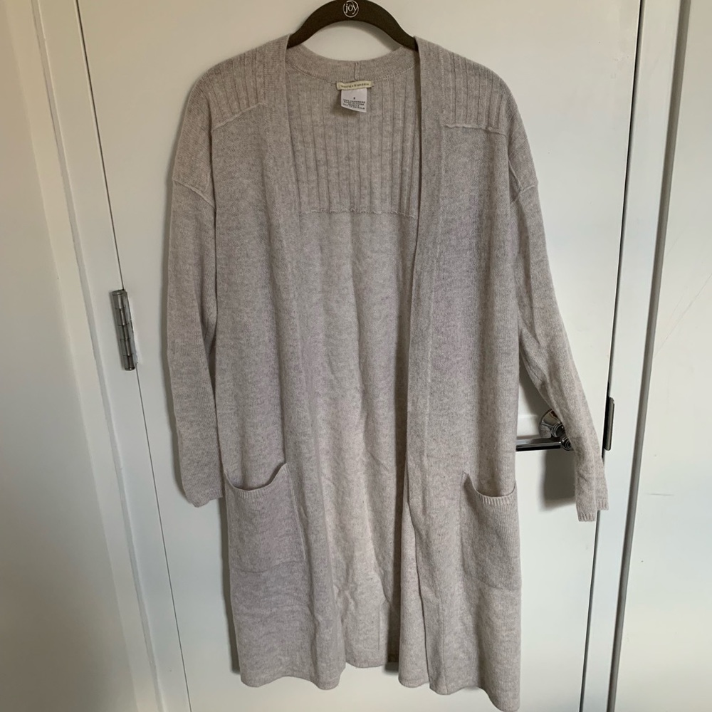 White + Warren cashmere light grey cardigan